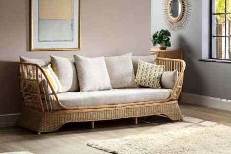  Natural Rattan 3 Seater Day Bed