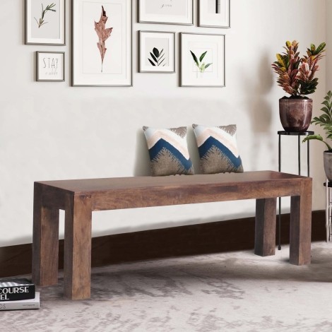 Dakota - Mango Wood - Small Dining Bench - 118cm - Walnut Brown