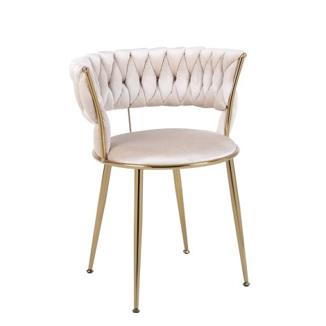 Camellia Cream Velvet & Gold Chair (Pair)