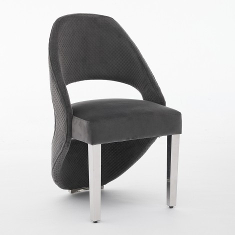 Santorini Grey Velvet & Silver Chair (Pair)