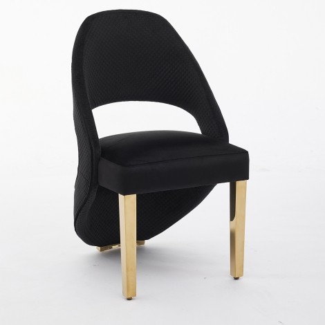 Santorini Black Velvet & Gold Chair (Pair)