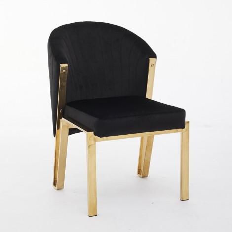 Fabio Black Velvet & Gold Chair (Pair)