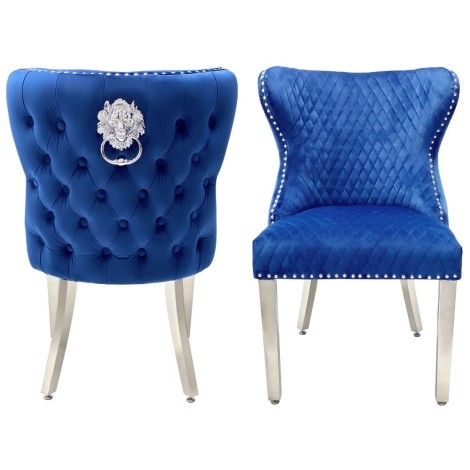 Valentino Blue Velvet, Silver Lion Knocker (Pair)