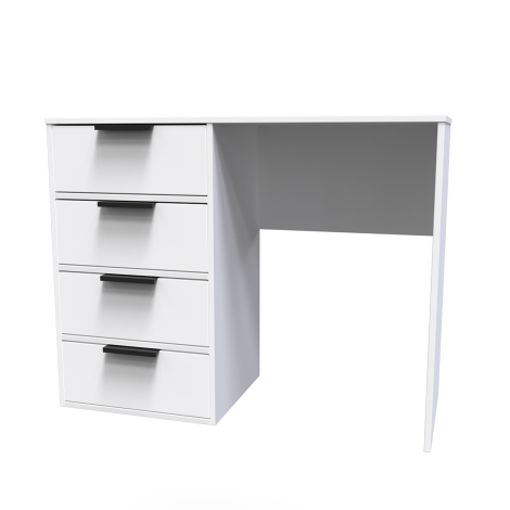 Diego - White Matt - Single Pedestal Dressing Table / Vanity Table / Desk - Black Sleigh Leg