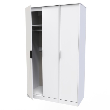 Diego - White Matt - Triple - 3 Door - Tall - Plain Wardrobe - Black Sleigh Leg