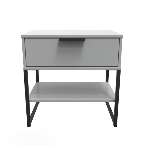 Diego - Dusk Grey - Single 1 Drawer Midi - Black Sleigh Leg