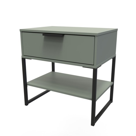 Diego - Reed Green - Single 1 Drawer Midi - Black Sleigh Leg