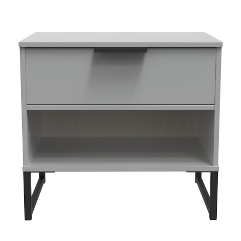Diego - Dusk Grey - Double 1 Drawer Midi - Black Sleigh Leg