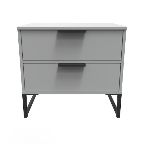 Diego - Dusk Grey - Double 2 Drawer Midi - Black Sleigh Leg