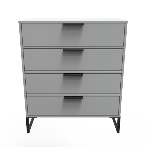 Diego - Dusk Grey - Chest of 4 Drawer - Black Sleigh Leg