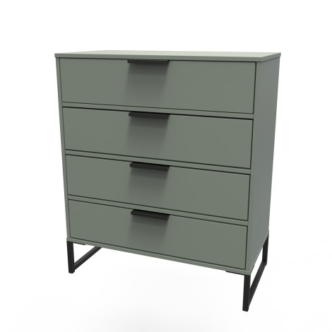 Diego - Reed Green - Chest of 4 Drawer - Black Sleigh Leg