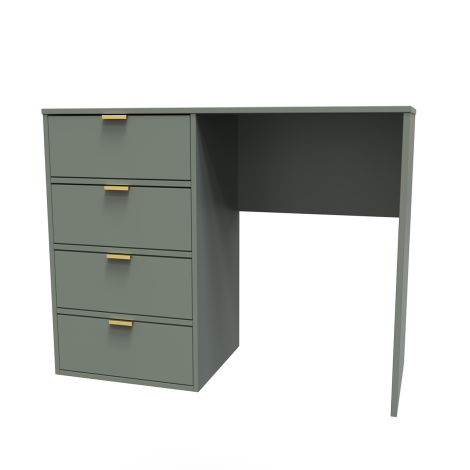 Diego - Reed Green - Single Pedestal Dressing Table / Vanity Table / Desk - Gold Sleigh Leg
