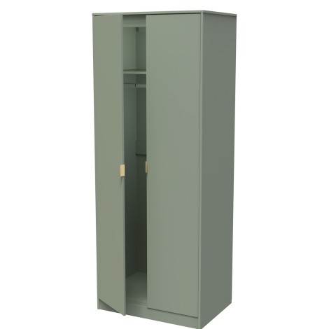 Diego - Reed Green - Double - 2 Door - Tall - Plain Wardrobe - Gold Sleigh Leg
