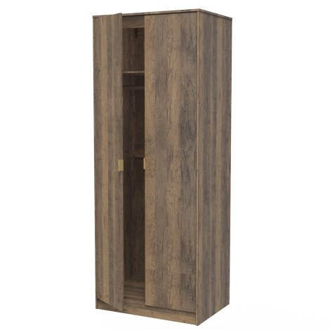 Diego - Vintage Oak - Double - 2 Door - Tall - Plain Wardrobe - Gold Sleigh Leg