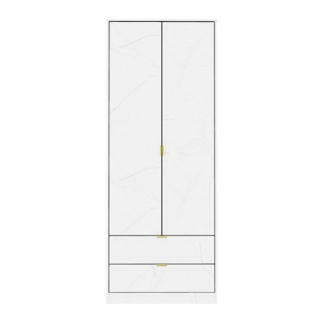 Diego - Marble - Double - 2 Door 2 Drawer - Tall - Plain Wardrobe