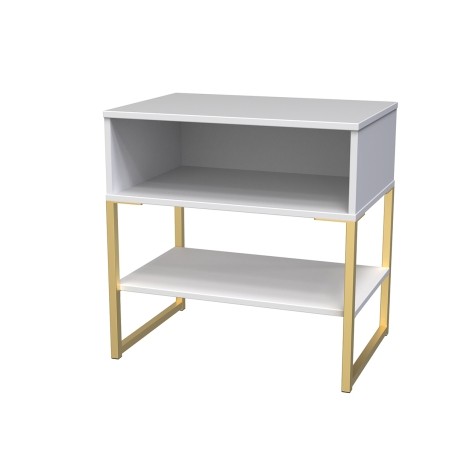 Diego - White Matt - Single Open Midi - Gold Sleigh Leg