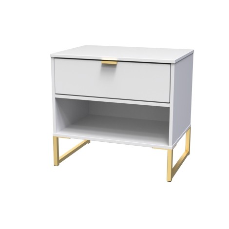 Diego - White Matt - Double 1 Drawer Midi - Gold Sleigh Leg