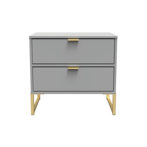 Diego - Dusk Grey - Double 2 Drawer Midi - Gold Sleigh Leg