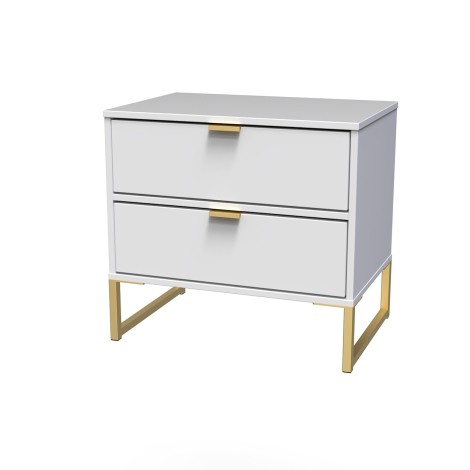 Diego - White Matt - Double 2 Drawer Midi - Gold Sleigh Leg