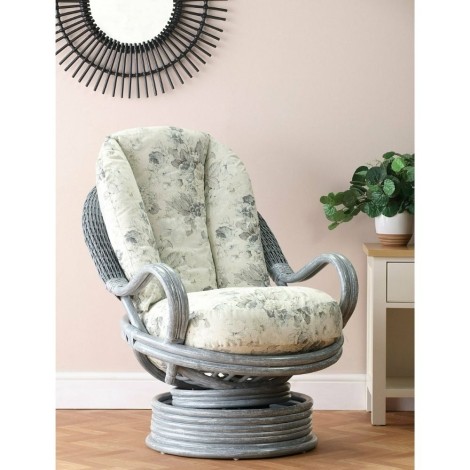 Desser - Madrid - Grey Wash - Cane Deluxe Arm Swivel Rocker Chair