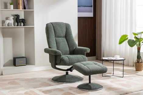 GFA - Denver - Fern Green - Fabric - Swivel Recliner Chair and Stool