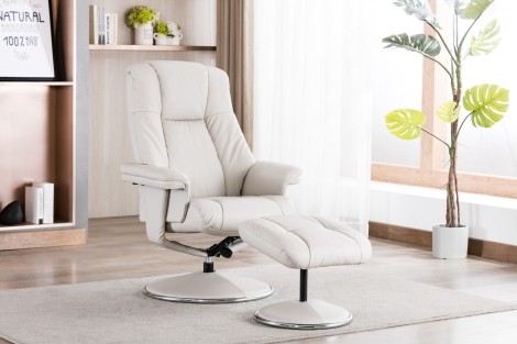 GFA - Denver - Mushroom - Leather - Swivel Recliner Chair and Stool