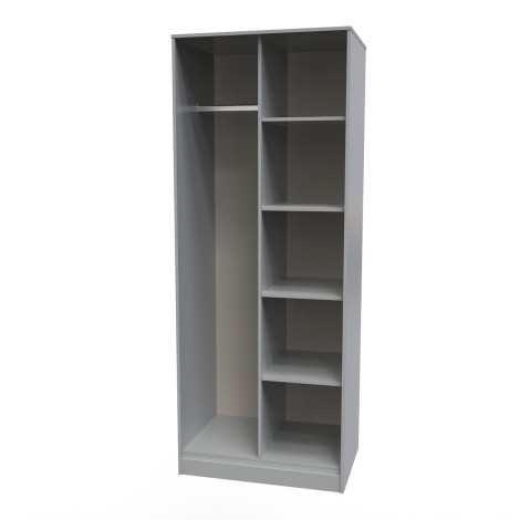 Diego - Dusk Grey - Open Shelves - Wardrobe - Black Tapered Leg