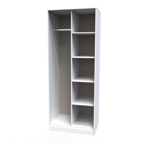 Diego - White Matt - Open Shelves - Wardrobe - Black Tapered Leg