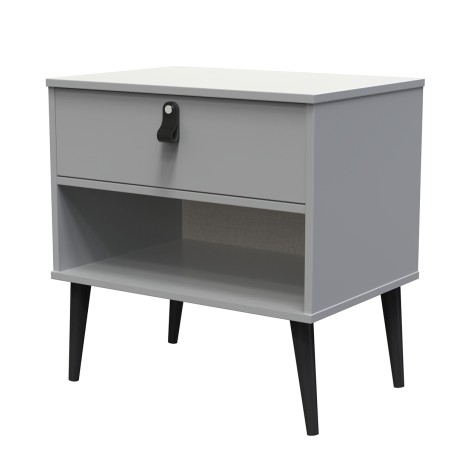 Diego - Dusk Grey - Double 1 Drawer Midi - Black Tapered Leg