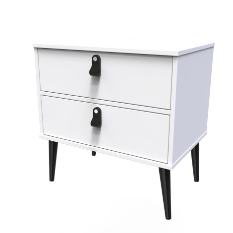 Diego - White Matt - Double 2 Drawer Midi - Black Tapered Leg