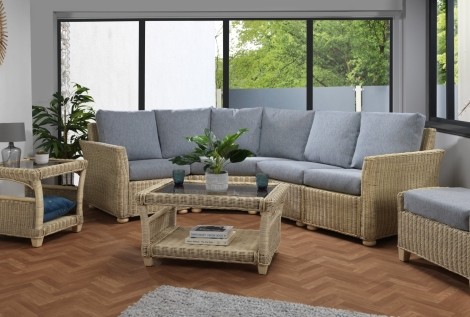 Desser - Corsica - Natural Wash - Cane 4 Piece Corner Sofa