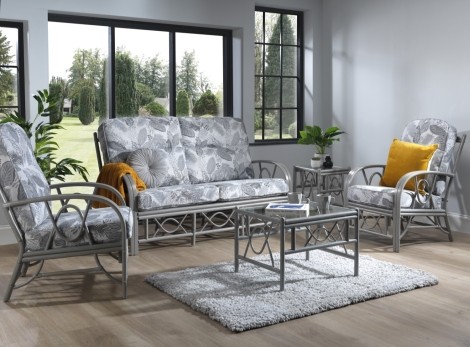 Bali Grey Wash, Cane 3 Seater & 2 Armchairs