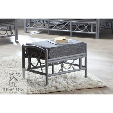 Bali Footstool Grey Wash Rattan