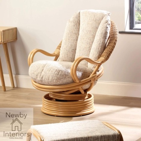 Centurion Deluxe Swivel Rocker Chair Light Oak Rattan