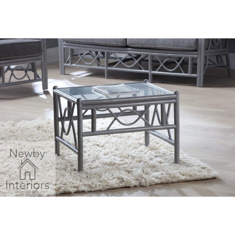 Bali Coffee Table Grey Wash Rattan & Glass