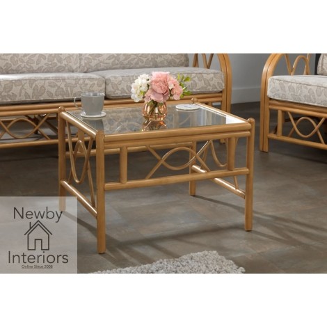 Bali Coffee Table Light Oak Rattan & Glass