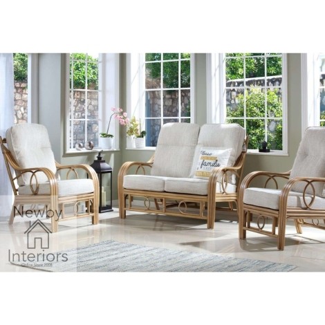 Madrid 3 Seater Sofa & 2 Armchairs Light Oak Rattan
