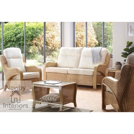 Opera 3 Seater Sofa & 2 Armchairs Light Oak Rattan