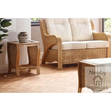 Opera Lamp Table Light Oak Rattan & Glass
