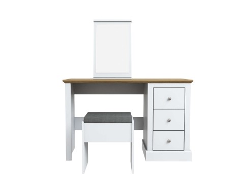 Devon - White + Oak - Painted - 3 Drawer Dressing Table Set