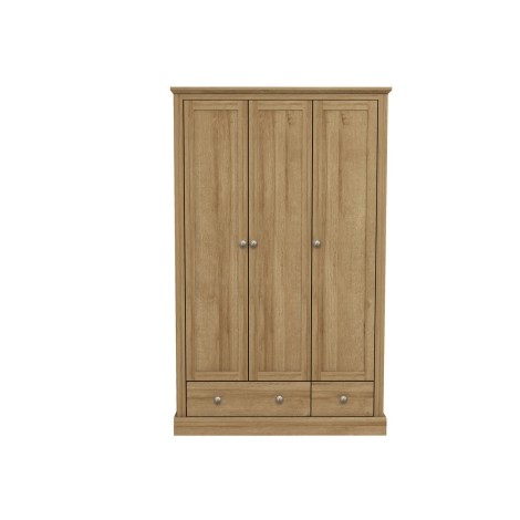 Devon Oak 3 Door 2 Drawer Wardrobe 