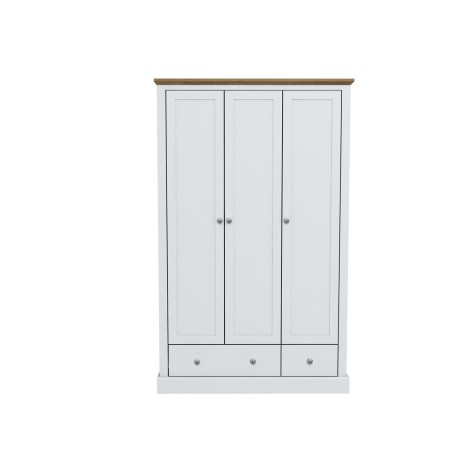 Devon White 3 Door 2 Drawer Wardrobe 