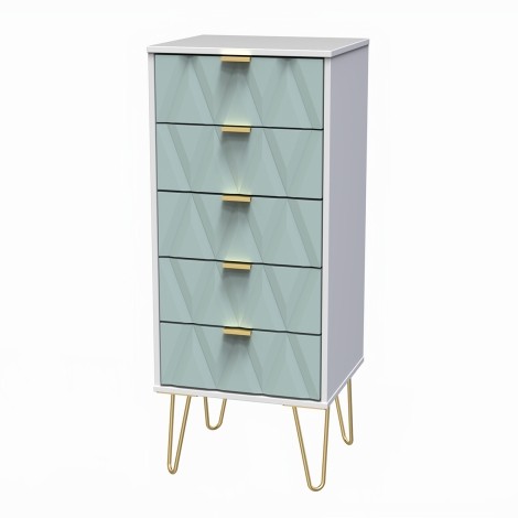 Diamond - Duck - Chest of 5 Drawers - White Matt Base