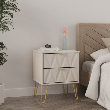Diamond - 2 Drawer - Bedside Cabinet - Kashmir Matt Finish
