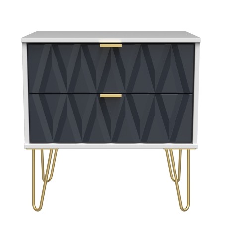 Diamond - Indigo - Medium - Chest of 2 Drawers - White Matt Base