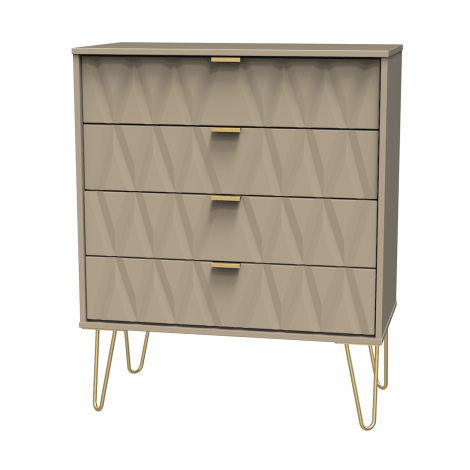 Diamond - Wide - Chest of 4 Drawers - Mushroom Finish