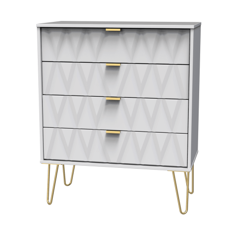 Diamond - Wide - Chest of 4 Drawers - White  Matt Finish