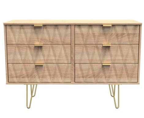 Diamond - Wide - Chest of 6 Drawers - Bardolino Oak Finish