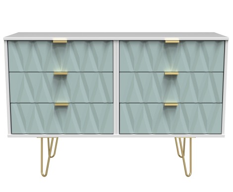 Diamond - Duck - Wide - Chest of 6 Drawers - White Matt Base