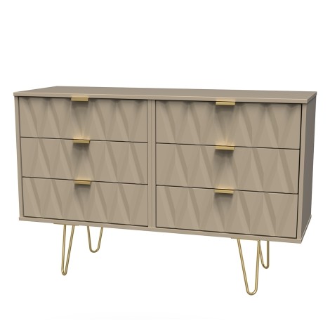 Diamond - Wide - Chest of 6 Drawers - Mushroom Finish